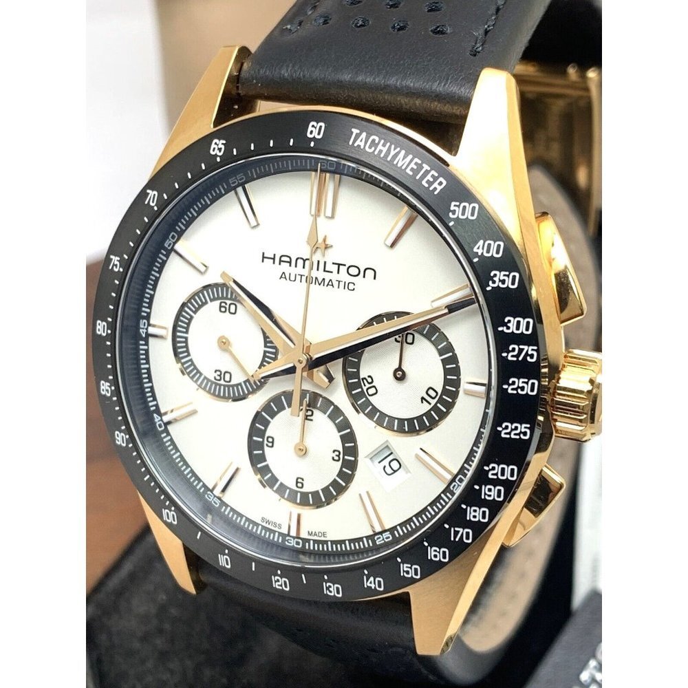 Hamilton Mens Watch H36626710 Swiss Automatic Chronograph Gold White Dial